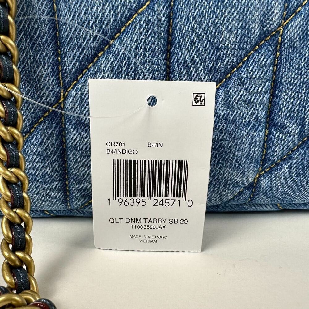 Coach Tabby CR701 Denim Brass/Indigo Shoulder Bag 20 With Quilting - Picture 10 of 14